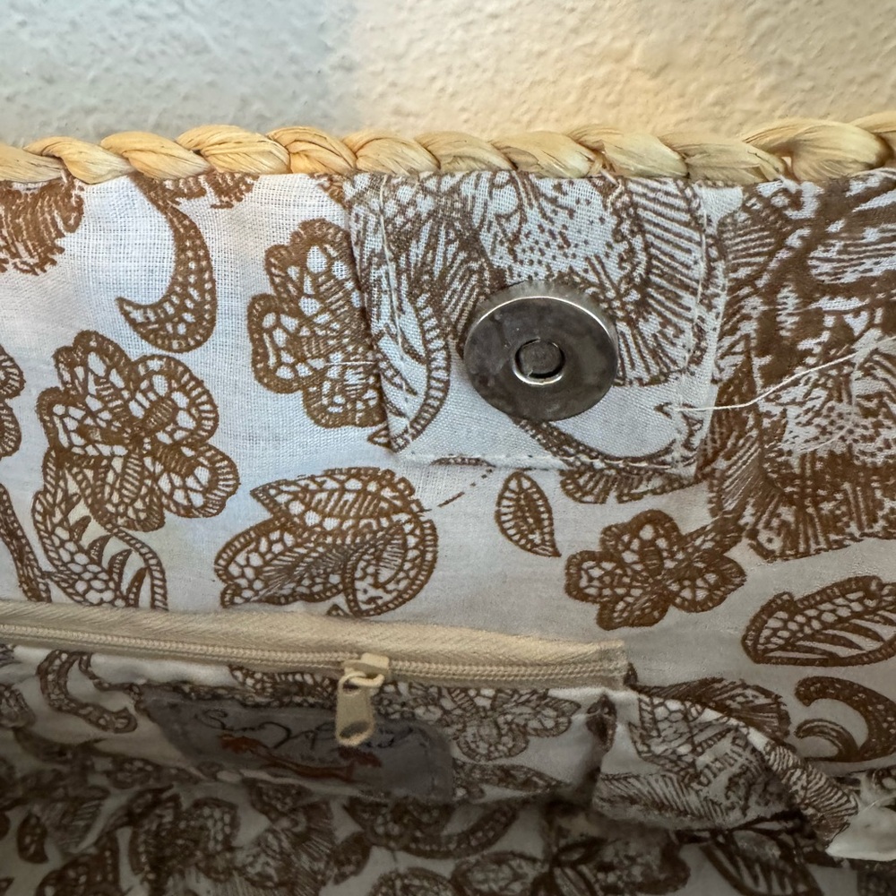 NWT Sun N' Sand Natural Straw Tote Bag with Beaded Handles - Picture 9 of 13